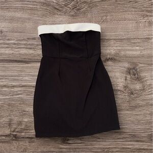 Edikted Black Strapless Dress with White Trim